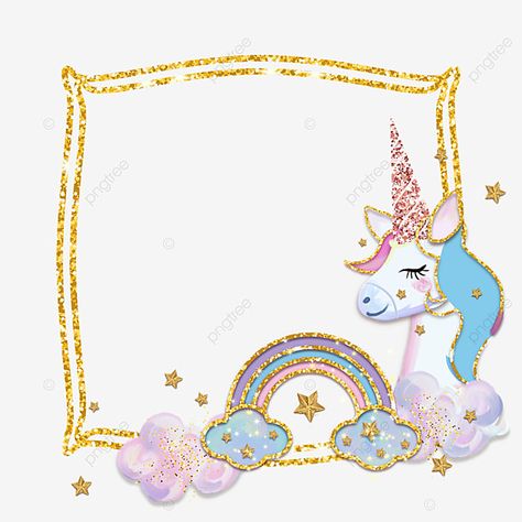 Unicorn Border Design, Square Cartoon, Unicorn Frame, Rainbows And Unicorns, Photo Border, Cartoon Rainbow, Cartoon Sun, Unicorns Clipart, Border Png