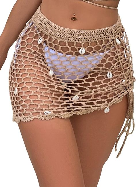 Fishnet Skirt, Stylish Tops For Girls, Crochet Beach Wear, Crochet Bathing Suits, Beach Crochet, شال كروشيه, Crochet Swimwear, Girls Crop Tops, Crochet Cover Up