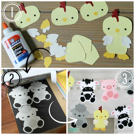 Barnyard Animal Birthday Party {with cute paper banner tutorial} #diy #party #barnyard Barnyard Animals Birthday Party, Diy Party Animals, Bos Baby, Banner Tutorial, Barnyard Theme, Barnyard Birthday Party, Farm Theme Birthday, Farm Animal Party, Farm Baby Shower