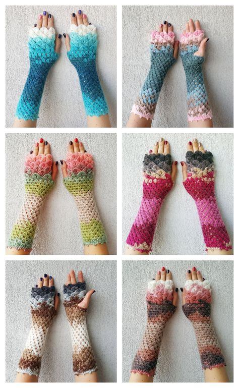 Dragon Scale Fingerless Gloves Free Crochet Patterns Diy Crocodile, Crocodile Stitch Crochet, Crochet Gloves Free Pattern, Fingerless Gloves Crochet Pattern, Glove Pattern, Crochet Gloves Pattern, Haine Diy, Crochet Mignon, Confection Au Crochet