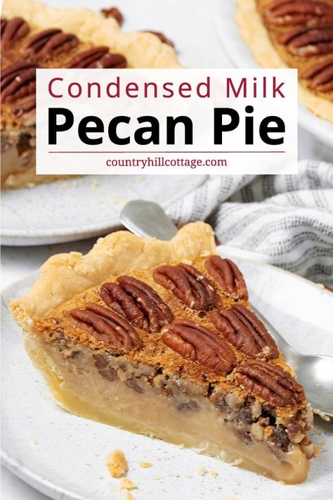 Pecan Pie With No Corn Syrup, Best Pecan Pie Recipe Ever No Corn Syrup, Easy Pecan Pie Recipe Without Corn Syrup, Pecan Pie Karo Syrup Recipe, Golden Eagle Syrup Pecan Pie, Sweetened Condensed Milk Pecan Pie, Pecan Pie With Condensed Milk Recipe, Condensed Milk Pie Filling, Pecan Pie No Corn Syrup Easy