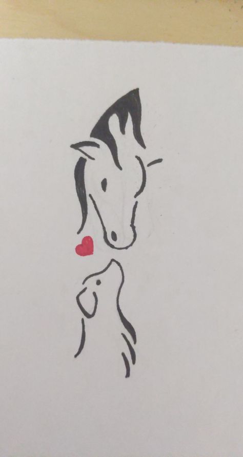 Minimalist horse and dog tattoo Horse Flash Tattoo, Horse And Cat Tattoo, Horse Dog Tattoo, Horse And Dog Drawing, Minimalistic Horse Tattoo, Horse Minimalist Tattoo, Horse And Dog Tattoo, Small Horse Tattoos For Women, Horse Tattoo Ideas Small Simple