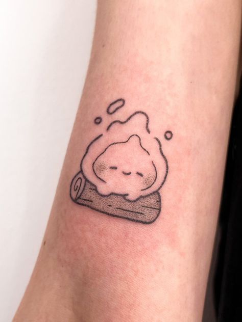 Howl's Moving Castle Tattoo, Tatuaje Studio Ghibli, Castle Tattoo, Tattoos For Dog Lovers, Ghibli Tattoo, Tatoo Inspiration, Birthday Tattoo, Single Line Tattoo, Kawaii Tattoo