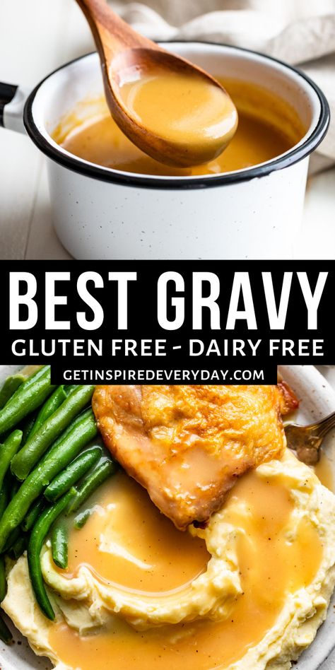 Slow Cooker Recipes No Dairy, Clean Gravy Recipe, Gluten Free Dairy Free White Gravy, Dairy Free Gravy Recipe, Dairy And Egg Free Thanksgiving Recipes, Gluten Dairy Free Holiday Recipes, Thanksgiving Gf Recipes, Dairy Free Turkey Thanksgiving, Gf Dairy Free Thanksgiving Recipes