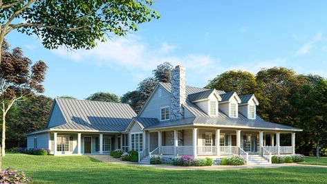 Lewis Spring Country Home  from houseplansandmore.com Multigenerational House Plans, Country Farmhouse Plans, Multigenerational House, Inlaw Suite, Southern Style House Plans, In-law Apartment, Elevation Plan, Farmhouse Style House Plans, Casas Coloniales