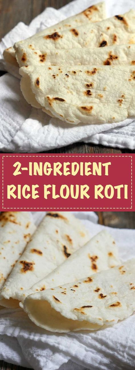 This rice flour roti/tortilla is made with just 2 ingredients: rice flour and water!! It's unbelievably simple to make! Recipe by Ashley of MyHeartBeets.com Cooking With Rice Flour, What To Make With Rice Flour, Rice Flour Tortillas, Rice Flour Roti, Fodmap Baking, Rice Flour Recipes, Glutenfri Baking, Low Carb Rice, Damien Rice