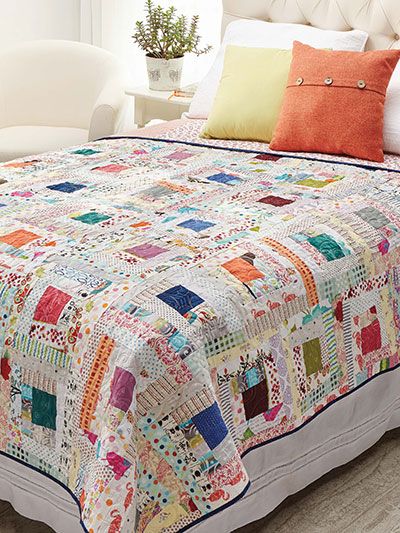 Wonky Log Cabin Quilt, Wonky Log Cabin, Bed Quilt Patterns, Low Volume Quilt, Bedding Quilts, Modern Quilting Designs, Quilt Pattern Book, Log Cabin Quilt Pattern, Log Cabin Quilt Blocks