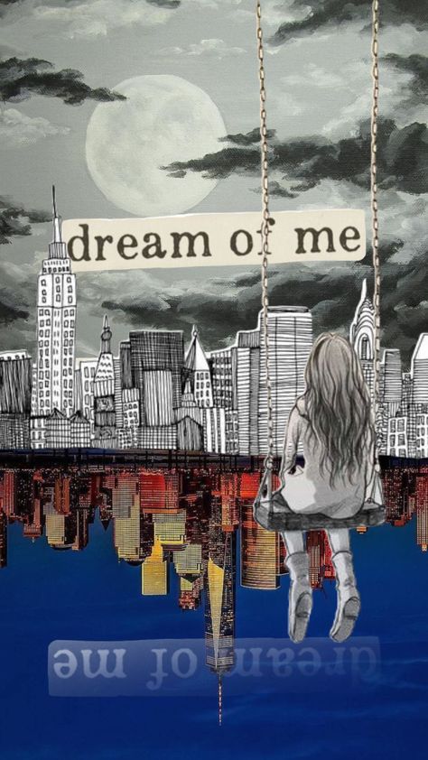 #dream #swing #girl #world #reality #real #unreal #disbelief #night #city #town #art #drawing #monotone #blackandwhite Town Art, Dream Drawing, Name Plate Design, Escape Reality, Visual Culture, Dream City, Night City, Plate Design, Art Drawing