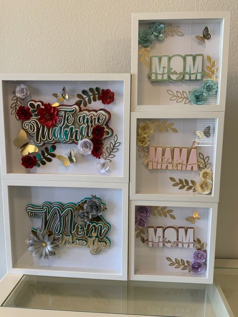 Mothers Day Shadow Box Ideas, Personalized Shadow Box, Shadow Box Gifts, Ballerina Wall Art, Paper Flower Art, 3d Paper Art, Projets Cricut, Balloon Crafts, Small Business Packaging Ideas