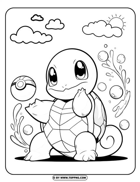 Squirtle Coloring Page, Pokemon Png, Boy Coloring, Animals Coloring, Pokemon Coloring Pages, Coloring Pages For Boys, Pokemon Coloring, No Background, Free Coloring Pages