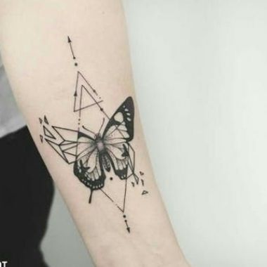 Geometric Butterfly Tattoo, Tattoo Words, Unique Butterfly Tattoos, Butterfly Tattoo Meaning, Geometric Butterfly, Butterfly Tattoos For Women, Skeleton Hand Tattoo, Geometric Tattoo Design, Cool Small Tattoos