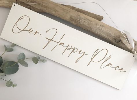 Our Happy Place Sign, Happy Place Sign, Door Name Plates, Our Happy Place, Granddaughter Gift, Highlight Icons, Diy Signs, Fall Diy, Sign Wall