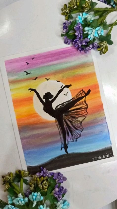 Color Art Lessons, Ballerina Drawing, Hand Art Kids, Sunset Canvas Painting, Soft Pastels Drawing, Oil Pastel Drawings Easy, Soft Pastel Art, Butterfly Art Painting, Easy Love Drawings