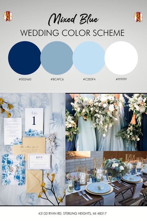 Wedding Venues Blue And White, Light Blue And Dark Blue Wedding Theme, Navy Blue And Light Blue Wedding Theme, Blue Shades Wedding Colour Palettes, Blue Shade Wedding Theme, Shade Of Blue Wedding Theme, Blue Sky Wedding Theme, Cerulean Wedding Theme, Ice Blue And Navy Wedding Theme