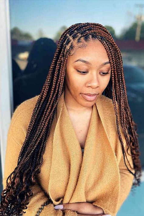 Long Dark-Rooted Warm Brown Knotless Box Braids with Wavy Ends Latest Braid Styles, Brown Box Braids, Brown Braids, Knotless Braids Hairstyles, Rasta Hair, Black Box Braids, Triangle Box Braids, Colored Box Braids, Knotless Box Braids