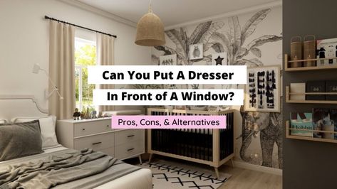 Can You Put A Dresser In Front of A Window? - Craftsonfire Dresser In Front Of Window, Bathroom Cabinet Colors, Yellow Cabinets, White Bathroom Decor, Brown Cabinets, Yellow Towels, Shared Bedroom, Bathroom Red, Bedroom Windows