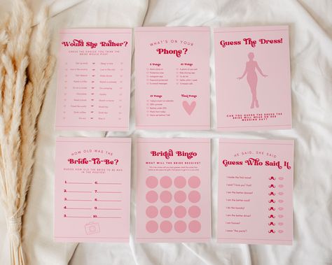 Pink Bachelorette Theme, Pretty In Pink Bachelorette Party, Red Bachelorette Party, Bachelorette Party Trip Ideas, Sparkle Bachelorette Party, Red Bachelorette, Modern Bachelorette Party, Party Games Printable, Pink Bachelorette Party