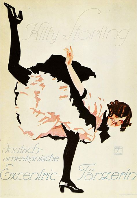 Ludwig Hohlwein (1874-1949), 1914, Kitty Starling the german-american eccentric dancer. Ludwig Hohlwein, Image Book, Vintage Dancing, Vintage Dance, Art Deco Poster, Magazine Illustration, German Art, Artist Paint, Starling