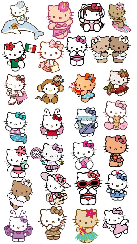 Cute Stickers Sheet Printable, Vintage Hello Kitty Stickers, Hello Kitty Scrapbook Ideas, Hello Kitty Stickers Printable, Stekars Cute, Sanrio Stickers Printable, Hello Kitty Eating, Icons Hello Kitty, Sticker Hello Kitty