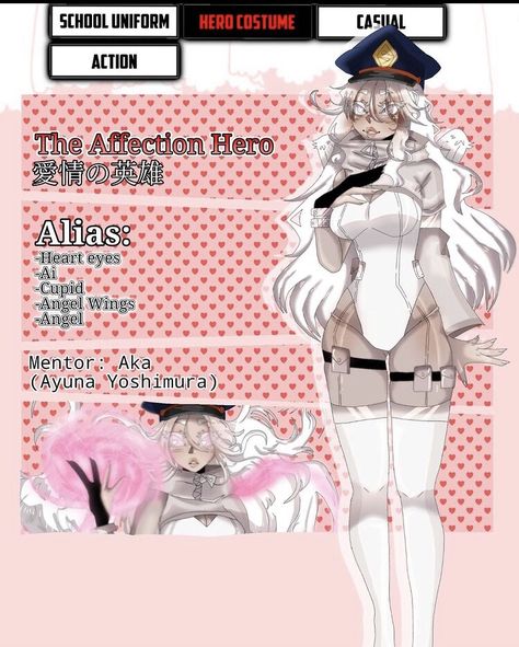 Cupid Hero Costume, Cupid Oc Art, Nurse Character Design, Bakogu Katsuki Fanart, Quirk Ideas Bnha, Cupid Oc, Bnha Oc Hero Costume Ideas, Mha Quirk Ideas, Mha Hero Costumes Ideas