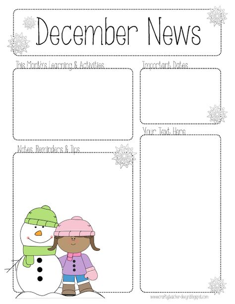 December Newsletter for ALL Grades! Preschool, Pre-K, Kinder, etc. Class Newsletter Template, December Newsletter, News Letters, Class Newsletter, December Lessons, Preschool Newsletter Templates, Preschool Newsletter, Newsletter Template Free, Parent Newsletter