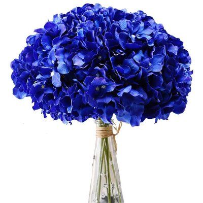 The long stems are made with iron wire inside, it can be cut shorter easily to meet your DIY projects. Flowers/Leaves Color: Royal Blue | Primrue Hydrangea Stems Silk / Plastic in Blue, Size 9.5 H x 7.0 W x 7.0 D in | Wayfair Wedding Party Centerpieces, Royal Blue Flowers, Diy Floral Decor, Elegant Wedding Favors, Faux Hydrangea, Silk Flower Bouquets, Silk Hydrangeas, Blue Inspiration, Artificial Hydrangeas