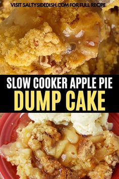 Crock Pot Apple Pie, Apple Pie Dump Cake, Dump Cake Crockpot, Slow Cooker Apple Cobbler, Crockpot Cake, Apple Dump Cake, Crockpot Apple, Cobbler Recipes Easy, Slow Cooker Apple