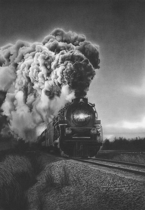 Pencil Sketches Landscape, Art Puns, Landscape Pencil Drawings, Realistic Sketch, Hyper Realistic Paintings, Realistic Pencil Drawings, Pencil Shading, Railroad Photography, Cool Pencil Drawings