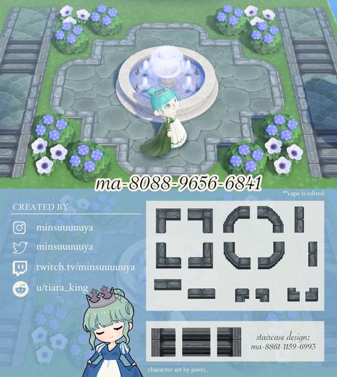 animal crossing qr closet — I made a border for the arched tile path! Acnh Edge Paths, Animal Crossing Stone Path Design, Animal Crossing Stone Path, Acnh Garden, Cottagecore Theme, Stone Step, Animal Crossing Guide, Animal Crossing Qr Codes Clothes, Rose Stone