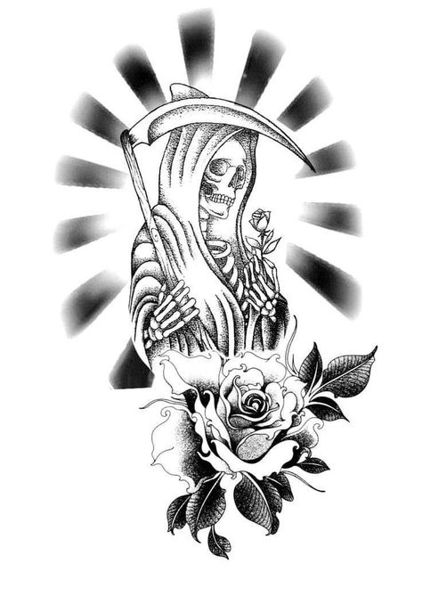 Santisima Muerte Tattoo, Santa Muerte Tattoo For Women, Santa Muerte Drawing Tattoo, Santa Muerte Tattoo Stencil, Santa Muerte Tattoo, Chest Tattoo Stencils, Queen Drawing, Chicano Style Tattoo, Mexican Culture Art