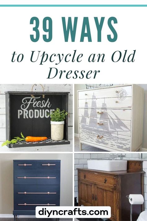 Refurbished Furniture Before And After Diy Old Dressers, What To Do With Drawers, Diy Old Dresser Ideas Projects, Upcycling Drawers, Repurposed Dresser Drawers, Old Dressers Repurposed, Repurpose Dresser Drawers, Repurpose Drawers, Repurpose Dresser