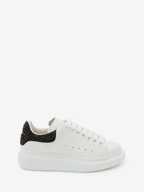 Oversized Sneaker in White/Black | Alexander McQueen US Alexander Mcqueen Oversized Sneaker, Black Alexander Mcqueen, Alexander Mcqueen Sneakers, Mcqueen Sneakers, Alexander Mcqueen Shoes, Leather Denim, Black Sneakers, Environmental Impact, Jet Black