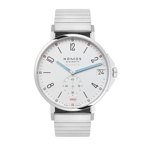 NOMOS Glashütte on Twitter: "It runs and runs and runs—and now it's officially in the running! Tangente Sport, the new sports version of the NOMOS classic, has been longlisted from 4,500 submissions from 87 countries for the renowned Dezeen Awards. Fingers crossed! https://t.co/CZzBTiSET2… https://t.co/G8AxqGydoE" Nomos Watch, Sports Bracelet, White Dial, Glass Domes, Sport Watches, Mechanical Watch, Watch Case, Automatic Watch, Steel Bracelet