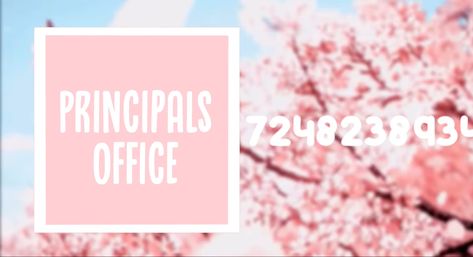 Bloxburg Principal Office Decal, Bloxburg School Principal Office, Bloxburg School Front Office, Bloxburg School Decal Codes Name, Bloxburg Principals Office Decals, Bloxburg Principal Outfit Codes, Bloxburg Principals Office, Bloxburg School Office Ideas, Art Class Bloxburg