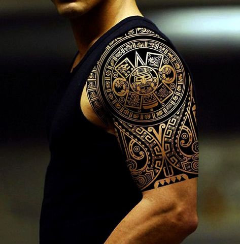 I➨ ¿Quieres alucinar con los mejores tatuajes mayas y aztecas? Estás de enhorabuena: hemos seleccionado las ideas más espectaculares de tattoos mayas y aztecas (con fotos y significado). ¡Seguro que más de uno te gusta! Tato Maori, Mayan Tattoos, Aztec Tattoos, Tattoos Pictures, Inca Tattoo, Aztec Tattoo Designs, Polynesian Tattoo Designs, Marquesan Tattoos, Maori Tattoo Designs