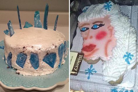 15 Homemade "Frozen"-Themed Birthday Cakes That Tried, They Really Tried Frozen Birthday Cake Diy, Diy Frozen Cake, Porcupine Cake, Bolo Da Peppa Pig, Elsa Birthday Cake, Frozen Themed Birthday Cake, Elsa Cake Frozen, Disney Frozen Cake, Elsa Cake