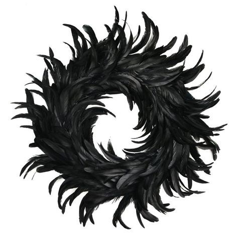 halloweenblack wreath decor Halloween Door Wreaths, Black Wreath, Feather Wreath, Diy Halloween Wreath, Chic Halloween, Pretty Wreath, Halloween Front Porch, Halloween Door Decorations, Halloween Door