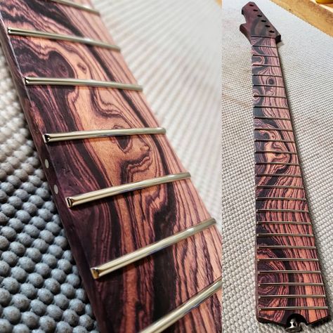 5,787 Likes, 78 Comments - Barlow Guitars (@barlowguitars) on Instagram: “Fretwork done! Crazy for Camatillo Fretboard .057 - .110" Stainless Steel Fretwire” Guitar Inlay, Luthier Guitar, Guitar Diy, Guitar Fretboard, Rory Gallagher, Electric Guitar Design, Eric Johnson, Custom Electric Guitars, Telecaster Guitar