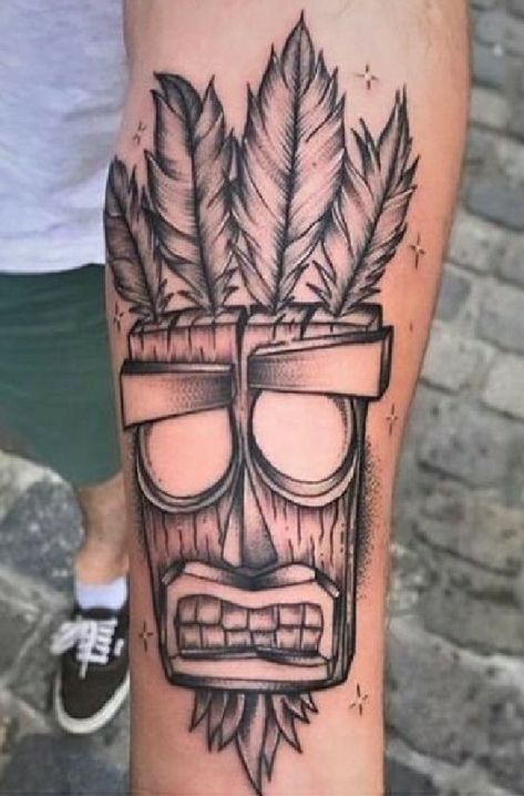 Crash Bandicoot Tattoo, Bioshock Tattoo, Games Tattoo, Tato Maori, Tiki Tattoo, Pisces Tattoos, Tiki Mask, Mask Tattoo, Gaming Tattoo