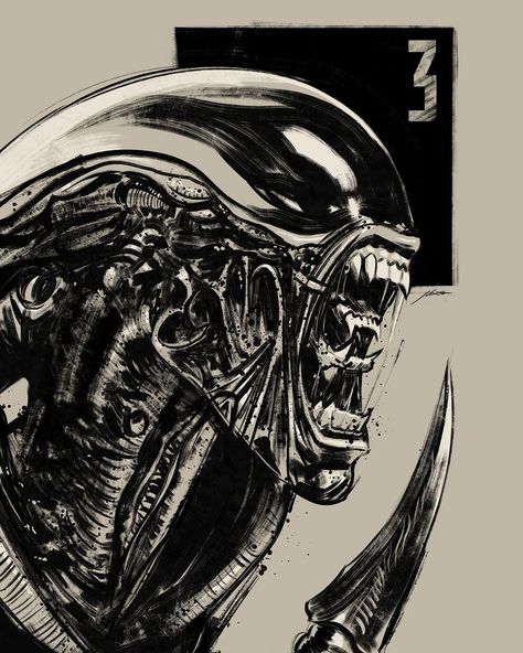 Xenomorph Comic, Alien Movie Art, Alien Mouth, Alien Sigourney Weaver, Xenomorph Art, Aliens Movie Art, Alien Comic, Alien Drawing, Giger Alien