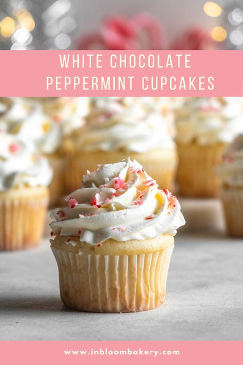 Peppermint Ganache, White Chocolate Buttercream Frosting, Chocolate Peppermint Cupcakes, Chocolate Peppermint Cake, Peppermint Cupcakes, White Chocolate Cupcakes, Peppermint Recipes, Peppermint Cake, White Chocolate Peppermint