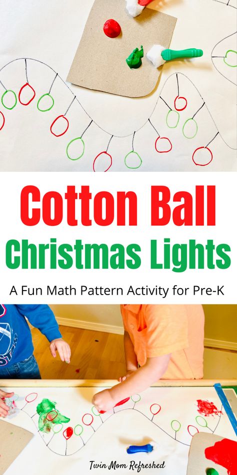 Christmas Gross Motor Preschool, Christmas Lights Activities For Kids, Christmas Light Activities Preschool, Christmas Butcher Paper Activities, Math Painting, Math Patterns Activities, Paper Activities, Toddler Meal Ideas, Christmas Activities For Toddlers