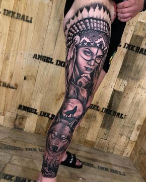 Native American Tattoo Designs, Indian Tattoo Design, Best Leg Tattoos, Catrina Tattoo, American Indian Tattoos, Native American Tattoo, Full Leg Tattoos, Native American Tattoos, Native Tattoos