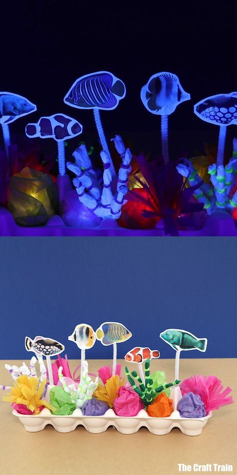 Fish Tank Craft, Fish Crafts For Kids, Tropical Crafts, Coral Reef Craft, Aquarium Craft, Ocean Theme Crafts, Under The Sea Crafts, Fish Craft, Fish Template