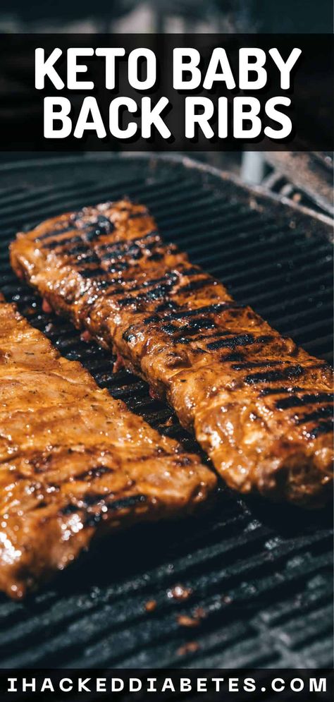 Tasty keto baby back ribs rubbed with a special seasoning blend and then smothered with a sugar free bbq sauce recipe. #keto #bbq #ribs Back Ribs Recipe, Pork Back Ribs, Make Bbq Sauce, How To Cook Ribs, Bbq Dishes, Back Ribs, Smoked Ribs, Ribs On Grill, Ribs Recipe