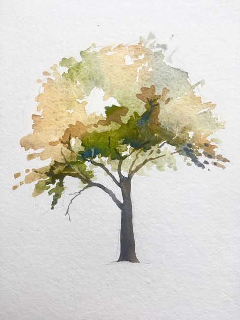 Water Colour Tree, Watercolour Tree, Tree In Autumn, Boom Kunst, Tree Watercolor Painting, Step By Step Watercolor, Painting Water, Autumn Tree, Watercolor Tree