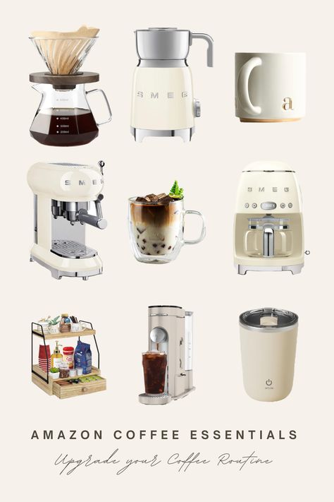 Step up your morning coffee routine with a stylish and well-stocked home coffee station! From premium brewers to chic coffee accessories, explore the necessities that will truly elevate your coffee routine. Never underestimate the power of a perfected at-home coffee experience! #amazonfinds #coffeestation #amazoncoffee #essentials #amazonaffiliate #creamkitchen #creamcoloredkitchen #creamdecor #neutralkitchen #neutraldecor #neutralkitchen Coffee Station Accessories, Home Coffee Station, Coffee Bar Station, Cream Decor, Bar Station, Cream Kitchen, Baking Games, Home Coffee Stations, Neutral Kitchen