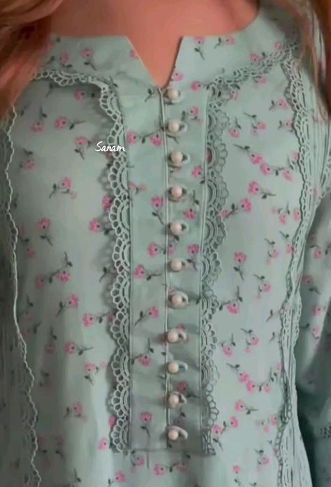 Kurthi Neck Design Kurta Neck Design Latest For Women, Kurta Neck Design Latest, Summer Neck Design, Overlap Neck Design, New Latest Neck Design For Suit, Latest Neck Designs For Suits, Neck Design Ideas, Latest Neck Design, Printed Kurti Designs