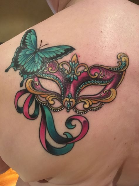 Mascarade Mask Tattoo, Masquerade Mask Tattoos For Women, Cajun Tattoo Ideas, Mardi Gras Tattoo Ideas, Mask Tattoos For Women, Mardi Gras Mask Tattoo, Nola Tattoos Ideas, Mardi Gras Tattoo, Louisiana Tattoo Ideas