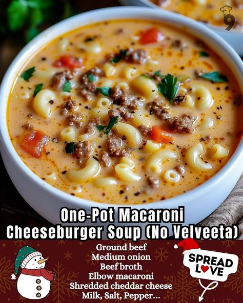 One-Pot Macaroni Cheeseburger Soup (No Velveeta) – Nine Recipes Easy Cheeseburger Soup Recipe, Cheesy Chicken Soup Velveeta, Soups Made With Velveeta Cheese, Crock Pot Macaroni Cheeseburger Soup, Tomato Beef Macaroni Soup, Busy Day Soup Instant Pot, Cheeseburger Soup Without Velveeta, Cheese Burger Soup With Velveeta, Recipes Using Canned Soup